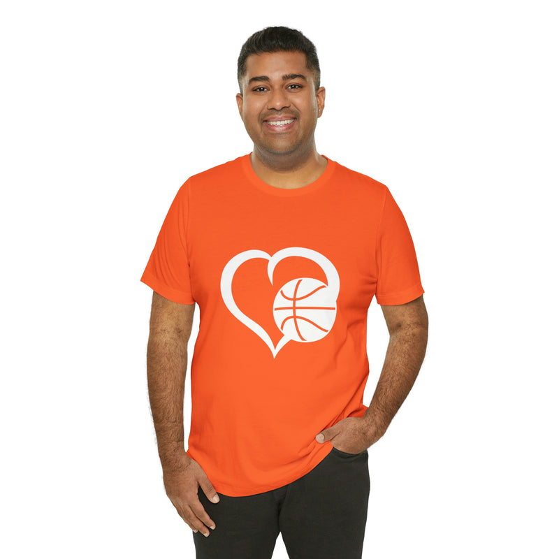 Basketball Heart Short-Sleeve Tee - Cute & Stylish T-Shirt for Basketball Lovers - Soft & Comfortable - Made in the USA