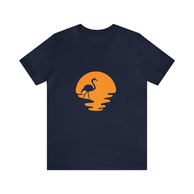 Flamingo Sunset Unisex Jersey Short-Sleeve Tee - Tropical & Relaxing T-Shirt for Flamingo Lovers - Soft & Comfortable - Made in the USA