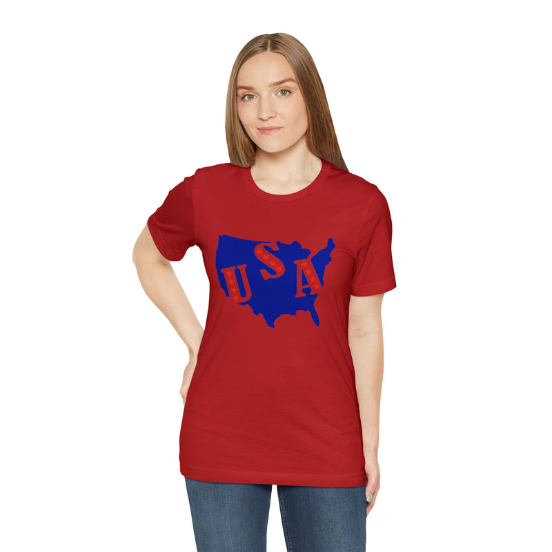 4th of July USA Jersey Short Sleeve Tee - Soft & Comfortable - Patriotic Clothing - Made in the USA