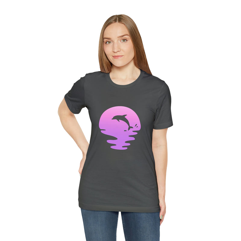 Dolphin Sunset Jersey Short-Sleeve Tee - Ocean Inspired T-Shirt for Women & Men - Soft & Comfortable - Made in the USA