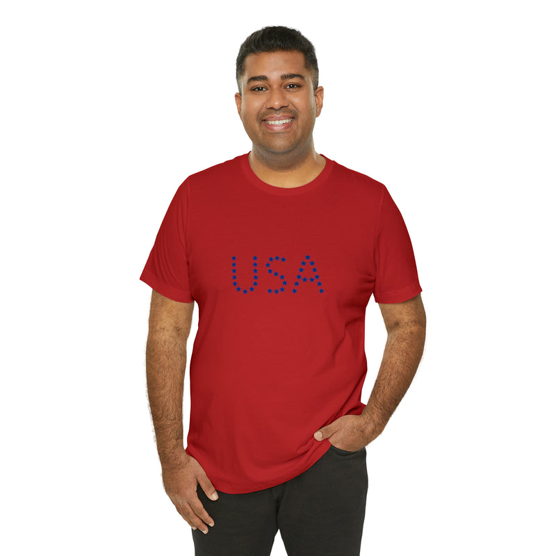 Blue USA Stars Short Sleeve Tee - Patriotic Clothing - Made in the USA