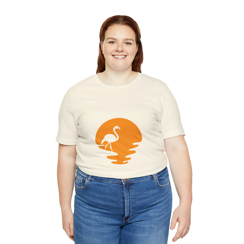 Flamingo Sunset Unisex Jersey Short-Sleeve Tee - Tropical & Relaxing T-Shirt for Flamingo Lovers - Soft & Comfortable - Made in the USA