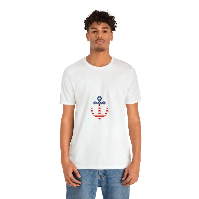 American Flag Anchor Short Sleeve Tee - Patriotic Clothing - Made in the USA