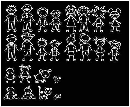 Create Your Own Stick Family Vinyl Decal | White | Characters are 1.4-4.3 Inches Tall | Made in USA by Foxtail Decals