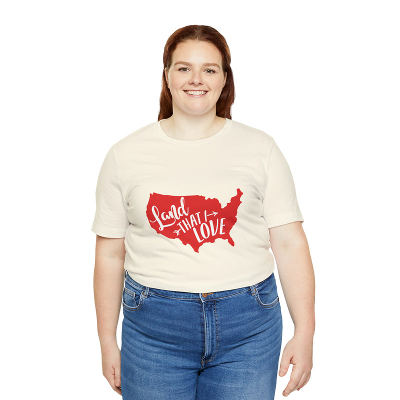 Land That I Love USA Map Jersey Short Sleeve Tee - Soft & Comfortable - Patriotic Clothing - Made in the USA