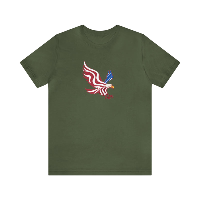 American Flag Bald Eagle Short Sleeve Tee - Soft & Comfortable - Patriotic Clothing - Made in the USA