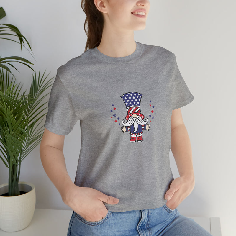 4th of July Patriotic Gnome Jersey Short Sleeve Tee - Soft & Comfortable - Made in the USA