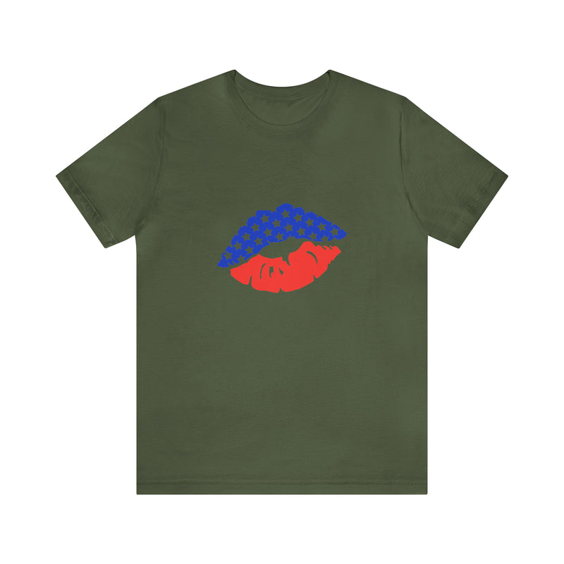 American Lips Short Sleeve Tee - Soft & Comfortable - Patriotic Clothing - Made in the USA