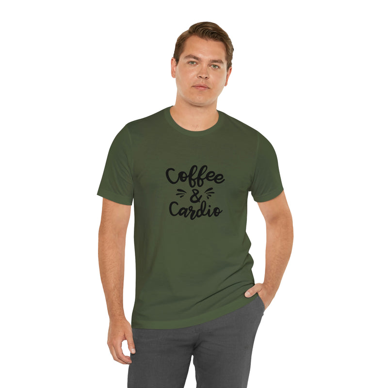 Coffee & Cardio Unisex Jersey Short-Sleeve Tee - Funny & Motivational T-Shirt for Coffee Lovers & Fitness Enthusiasts - Soft & Comfortable - Made in the USA