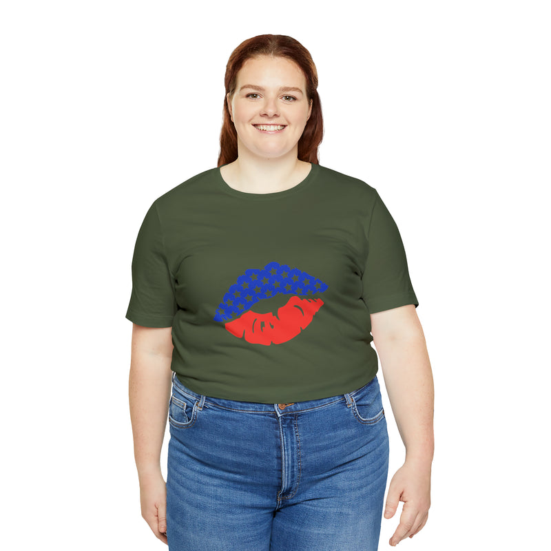 American Lips Short Sleeve Tee - Soft & Comfortable - Patriotic Clothing - Made in the USA