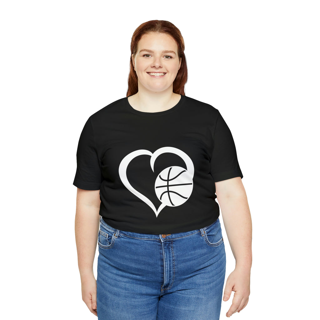 Basketball Heart Short-Sleeve Tee - Cute & Stylish T-Shirt for Basketball Lovers - Soft & Comfortable