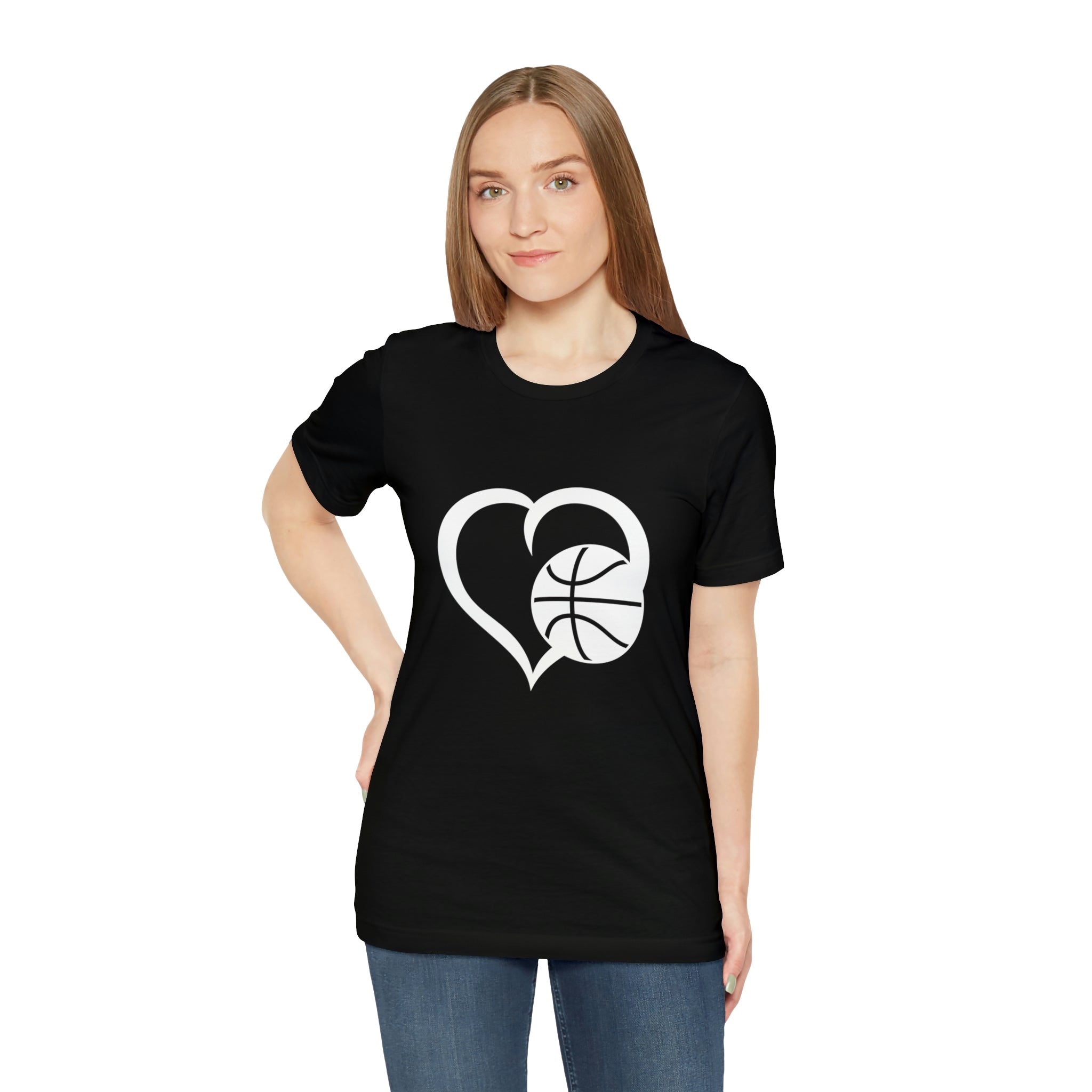 Basketball Heart Short-Sleeve Tee - Cute & Stylish T-Shirt for Basketball Lovers - Soft & Comfortable