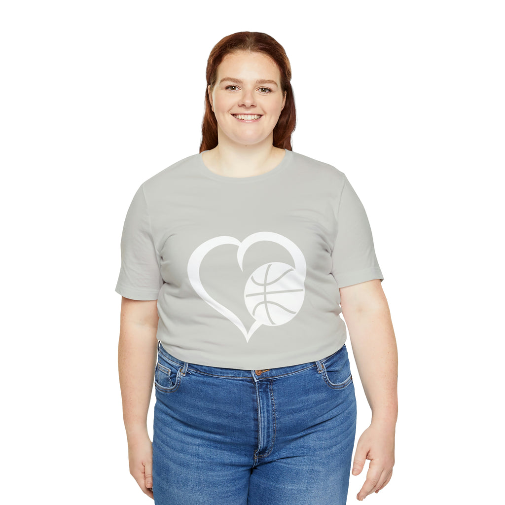 Basketball Heart Short-Sleeve Tee - Cute & Stylish T-Shirt for Basketball Lovers - Soft & Comfortable