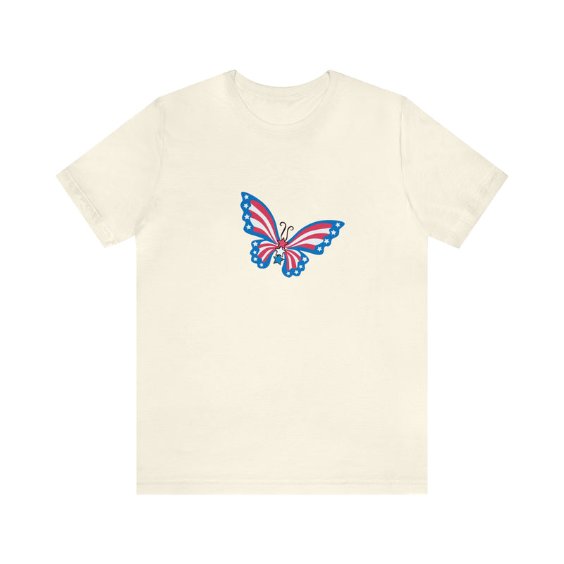 Patriotic Butterfly Jersey Short Sleeve Tee - Soft & Comfortable - Patriotic Clothing - Made in the USA