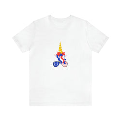 4th of July Unicorn with Sunglasses Jersey Short Sleeve Tee - Soft & Comfortable - Patriotic Clothing - Made in the USA