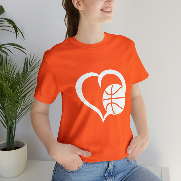 Basketball Heart Short-Sleeve Tee - Cute & Stylish T-Shirt for Basketball Lovers - Soft & Comfortable - Made in the USA