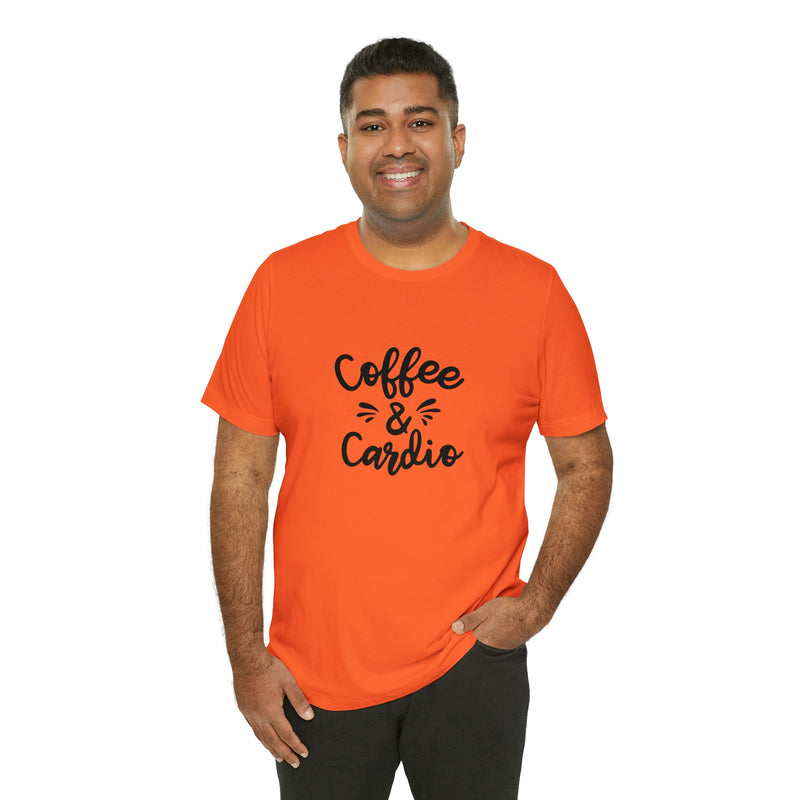 Coffee & Cardio Unisex Jersey Short-Sleeve Tee - Funny & Motivational T-Shirt for Coffee Lovers & Fitness Enthusiasts - Soft & Comfortable - Made in the USA