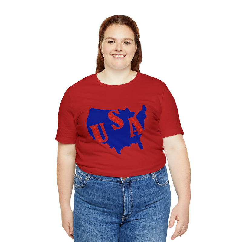 4th of July USA Jersey Short Sleeve Tee - Soft & Comfortable - Patriotic Clothing - Made in the USA