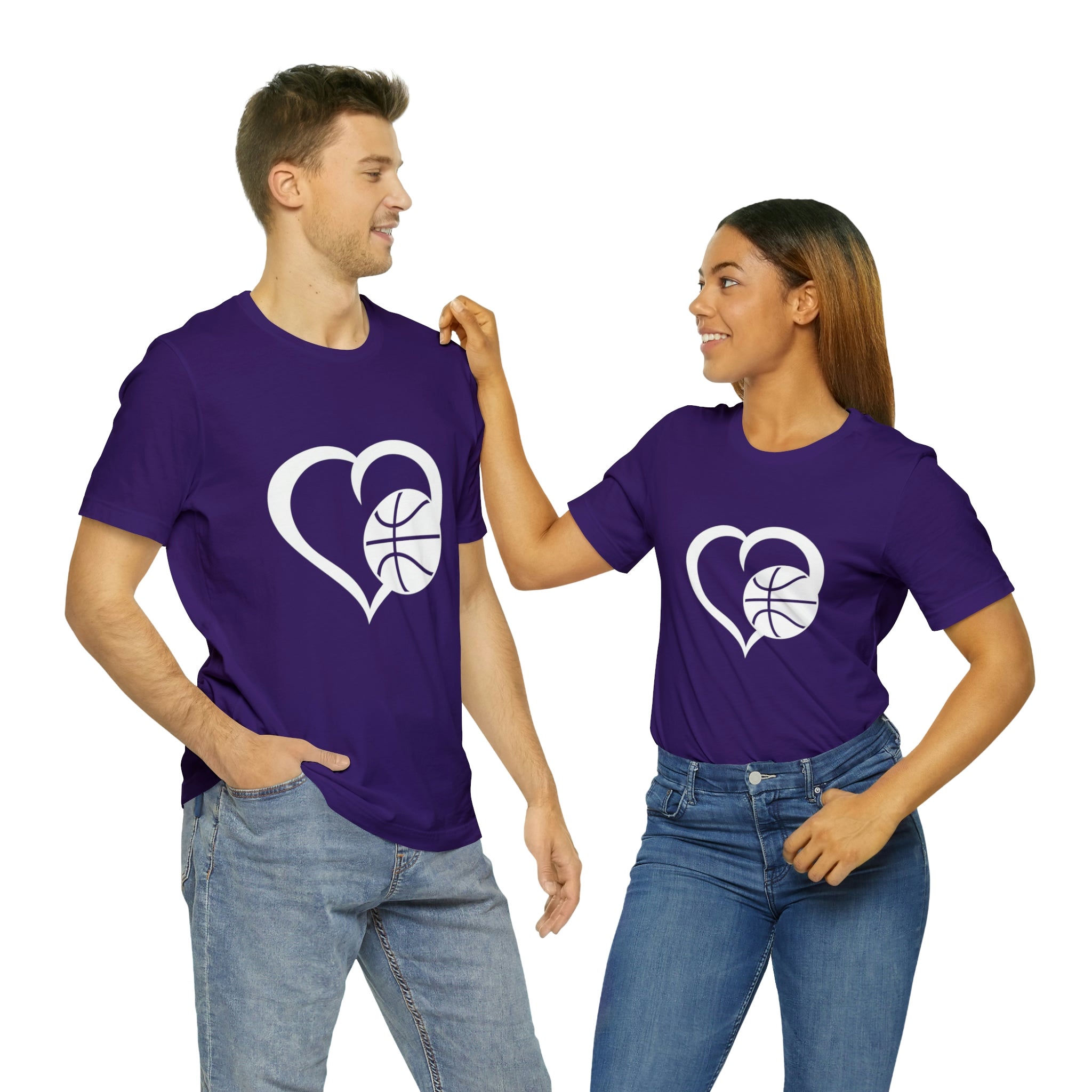 Basketball Heart Short-Sleeve Tee - Cute & Stylish T-Shirt for Basketball Lovers - Soft & Comfortable