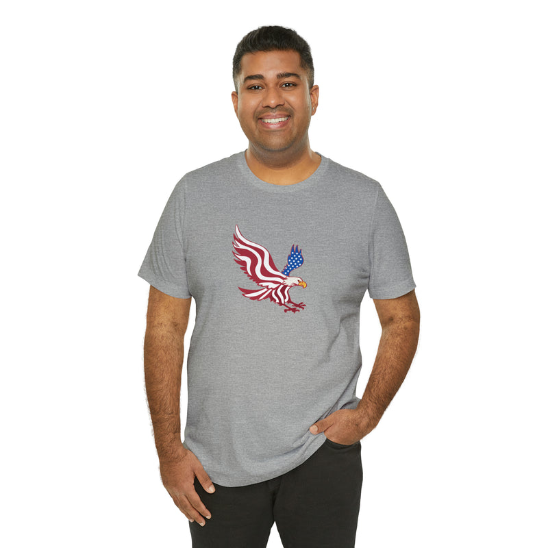 American Flag Bald Eagle Short Sleeve Tee - Soft & Comfortable - Patriotic Clothing - Made in the USA