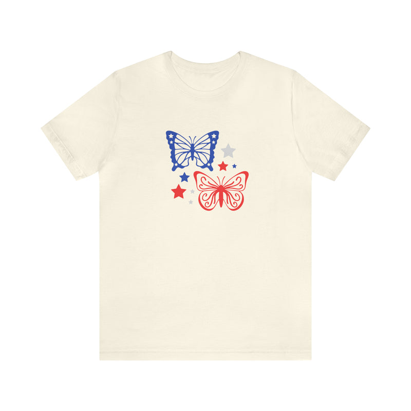 4th of July Butterflies Unisex Jersey Short Sleeve Tee - Patriotic Clothing - Made in the USA