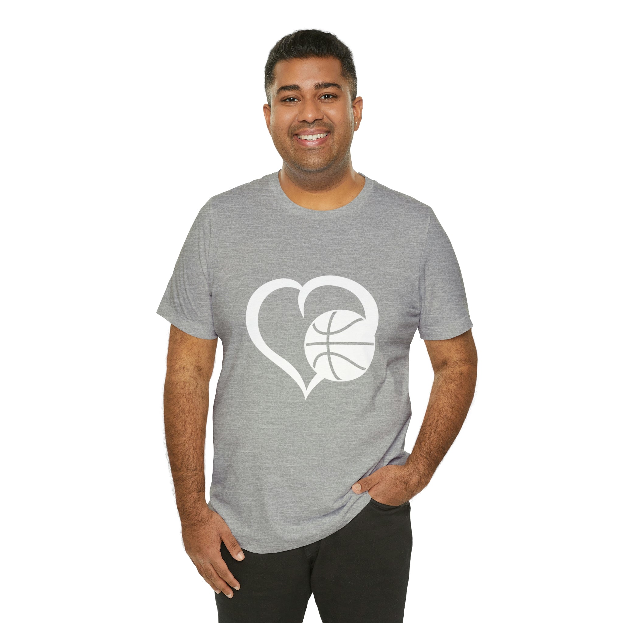 Basketball Heart Short-Sleeve Tee - Cute & Stylish T-Shirt for Basketball Lovers - Soft & Comfortable