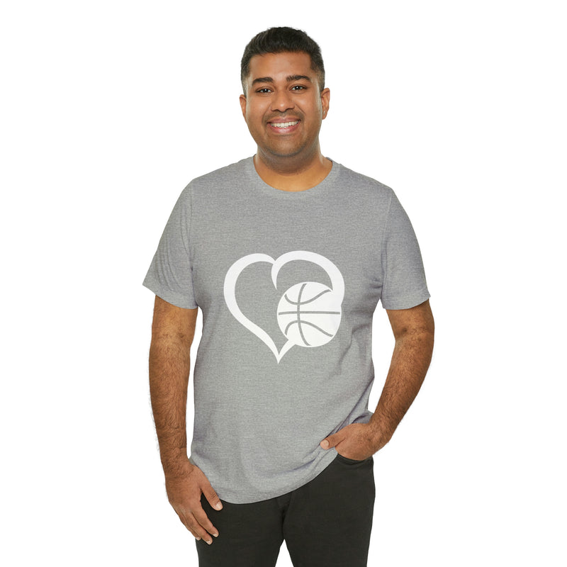 Basketball Heart Short-Sleeve Tee - Cute & Stylish T-Shirt for Basketball Lovers - Soft & Comfortable - Made in the USA