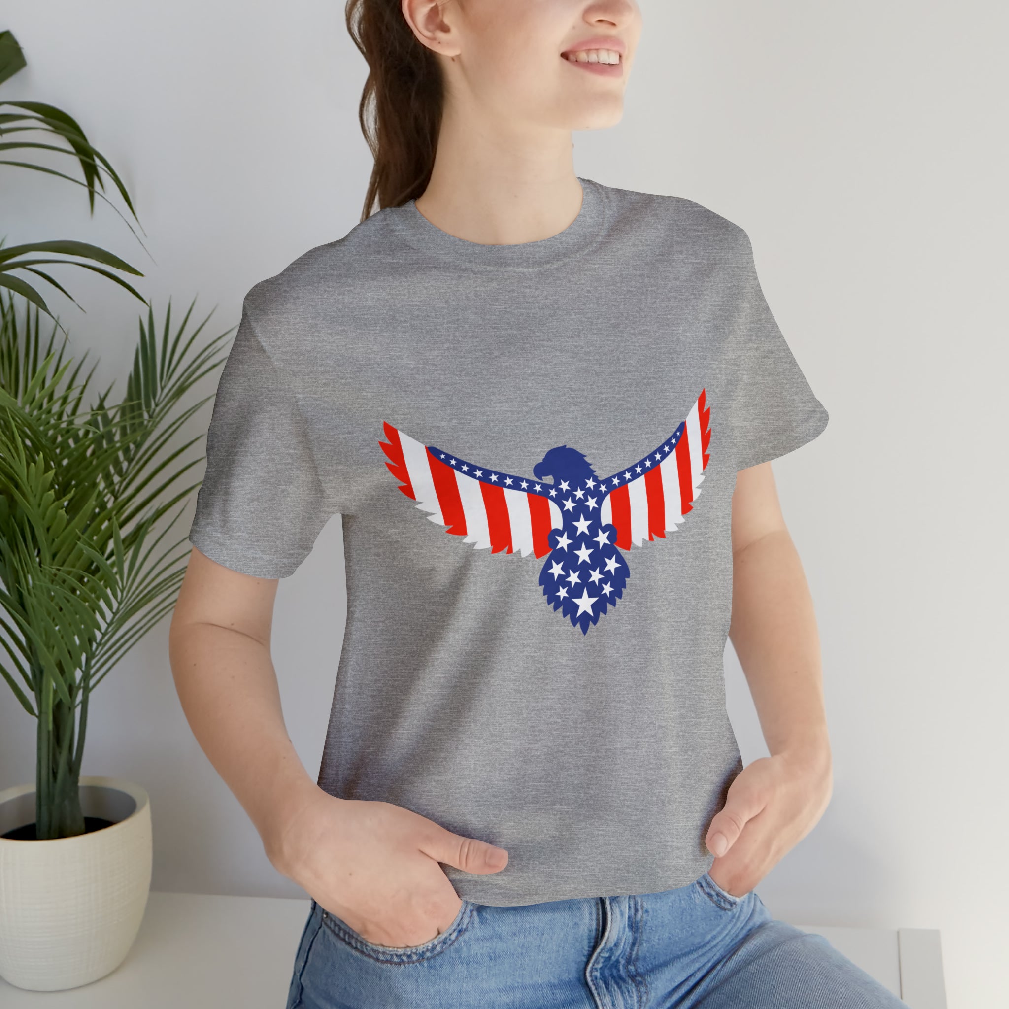 American Flag Eagle Short Sleeve Tee - Soft & Comfortable - Patriotic Clothing - Made in the USA
