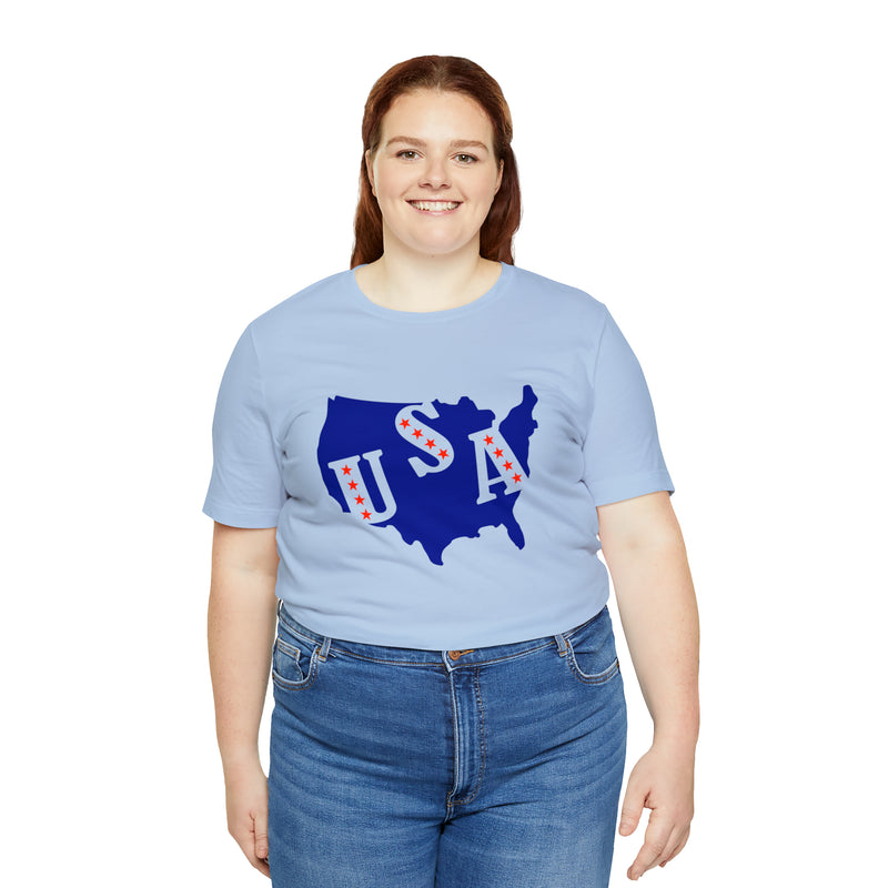 4th of July USA Jersey Short Sleeve Tee - Soft & Comfortable - Patriotic Clothing - Made in the USA