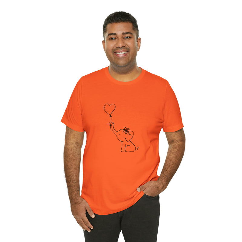 Elephant Heart Balloon Unisex Jersey Short-Sleeve Tee - Cute and Fun T-Shirt for Women & Men - Animal Tee - Soft & Comfortable - Made in the USA