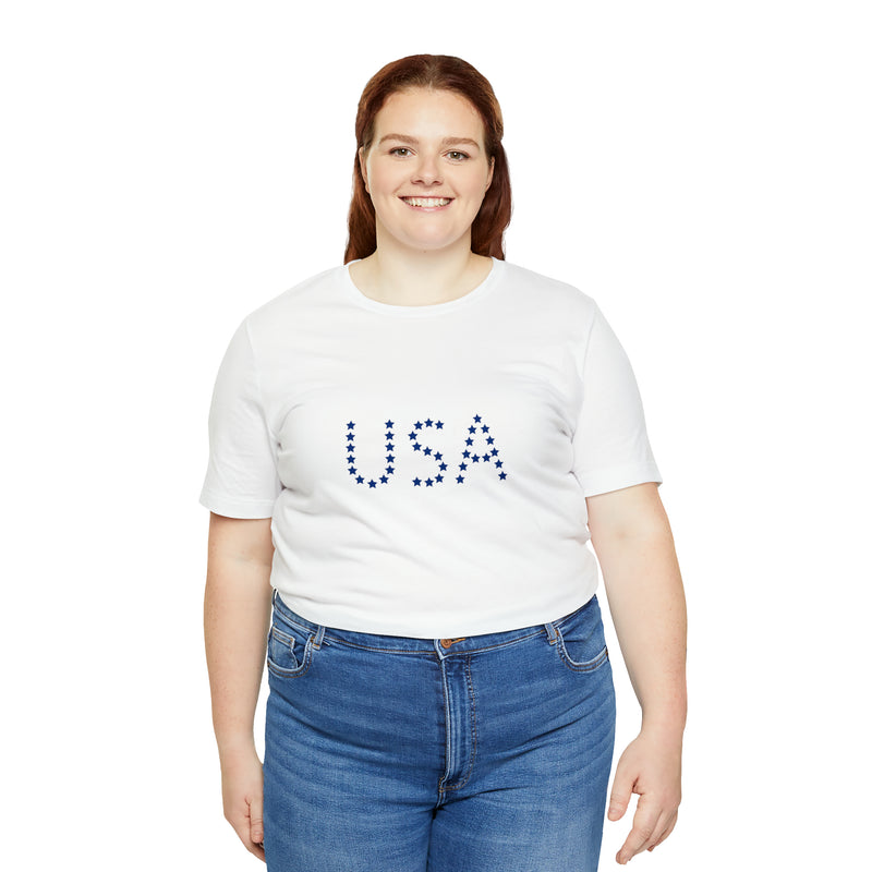 Blue USA Stars Short Sleeve Tee - Patriotic Clothing - Made in the USA