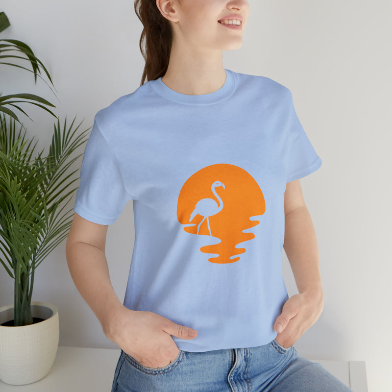 Flamingo Sunset Unisex Jersey Short-Sleeve Tee - Tropical & Relaxing T-Shirt for Flamingo Lovers - Soft & Comfortable - Made in the USA