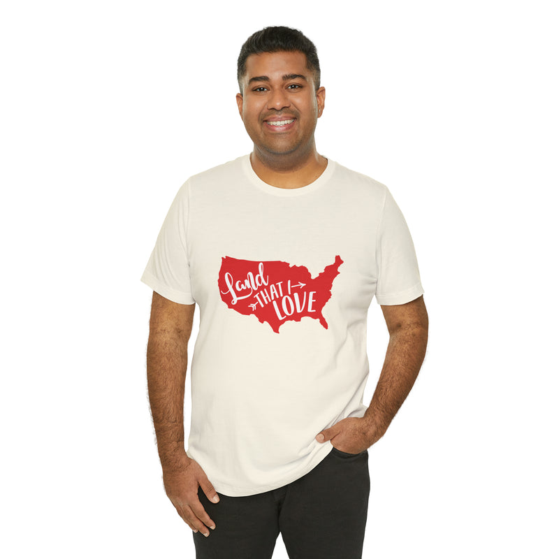 Land That I Love USA Map Jersey Short Sleeve Tee - Soft & Comfortable - Patriotic Clothing - Made in the USA