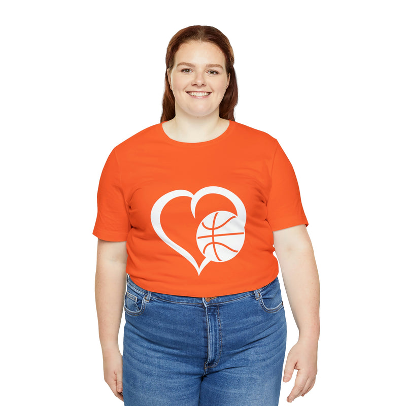 Basketball Heart Short-Sleeve Tee - Cute & Stylish T-Shirt for Basketball Lovers - Soft & Comfortable - Made in the USA