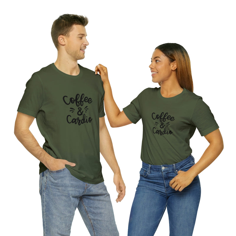 Coffee & Cardio Unisex Jersey Short-Sleeve Tee - Funny & Motivational T-Shirt for Coffee Lovers & Fitness Enthusiasts - Soft & Comfortable - Made in the USA