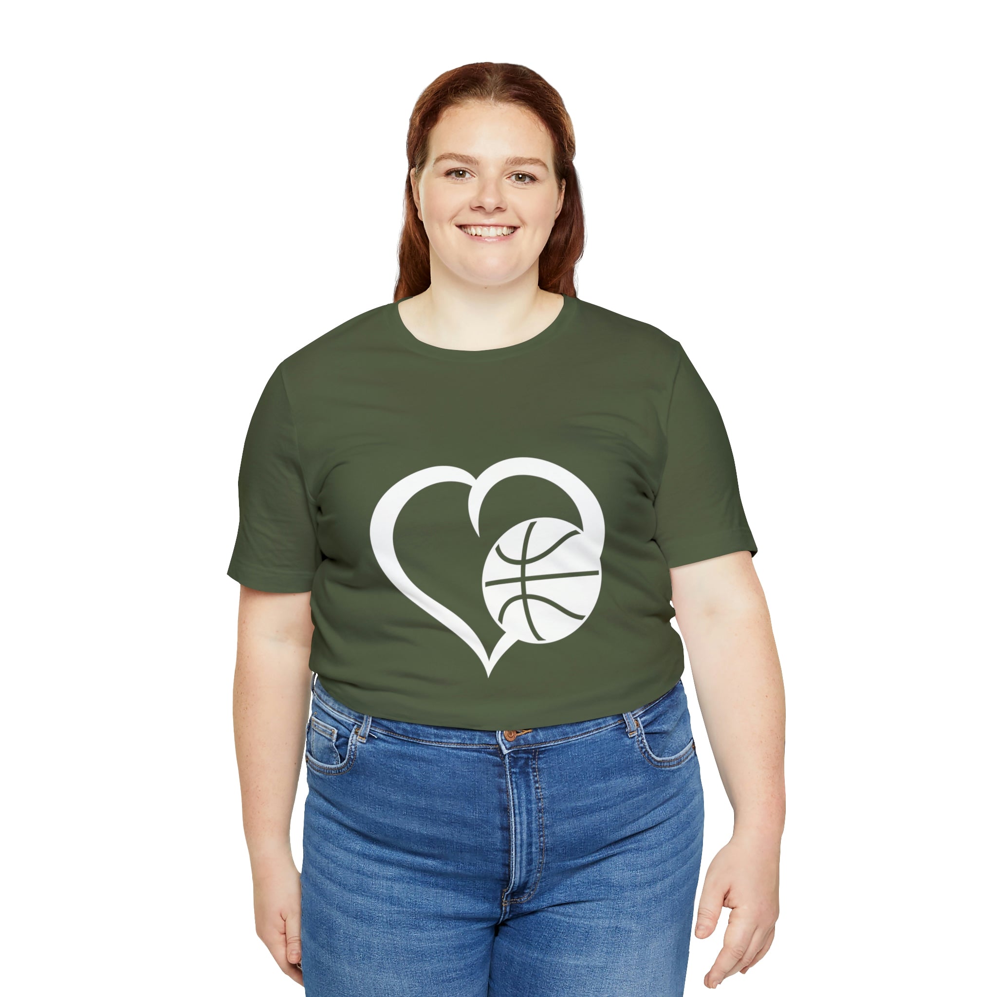 Basketball Heart Short-Sleeve Tee - Cute & Stylish T-Shirt for Basketball Lovers - Soft & Comfortable