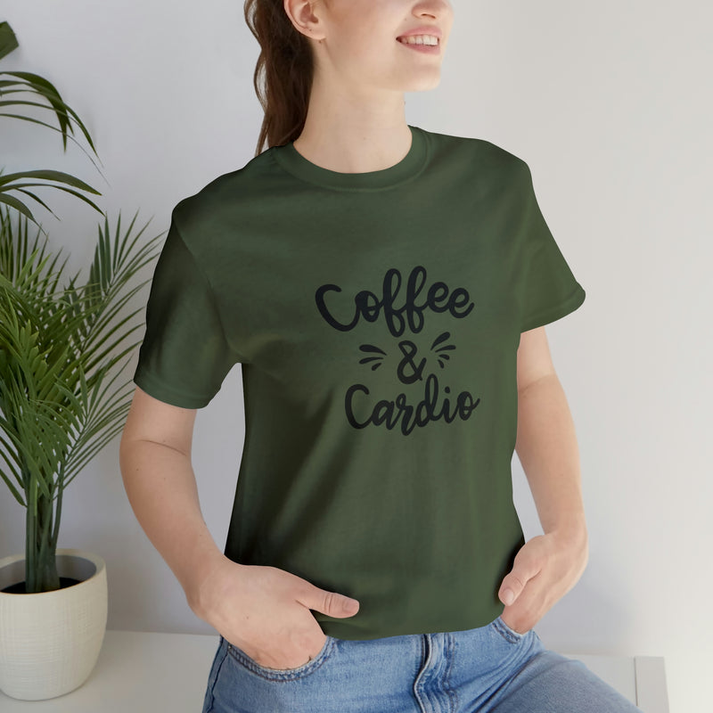 Coffee & Cardio Unisex Jersey Short-Sleeve Tee - Funny & Motivational T-Shirt for Coffee Lovers & Fitness Enthusiasts - Soft & Comfortable - Made in the USA