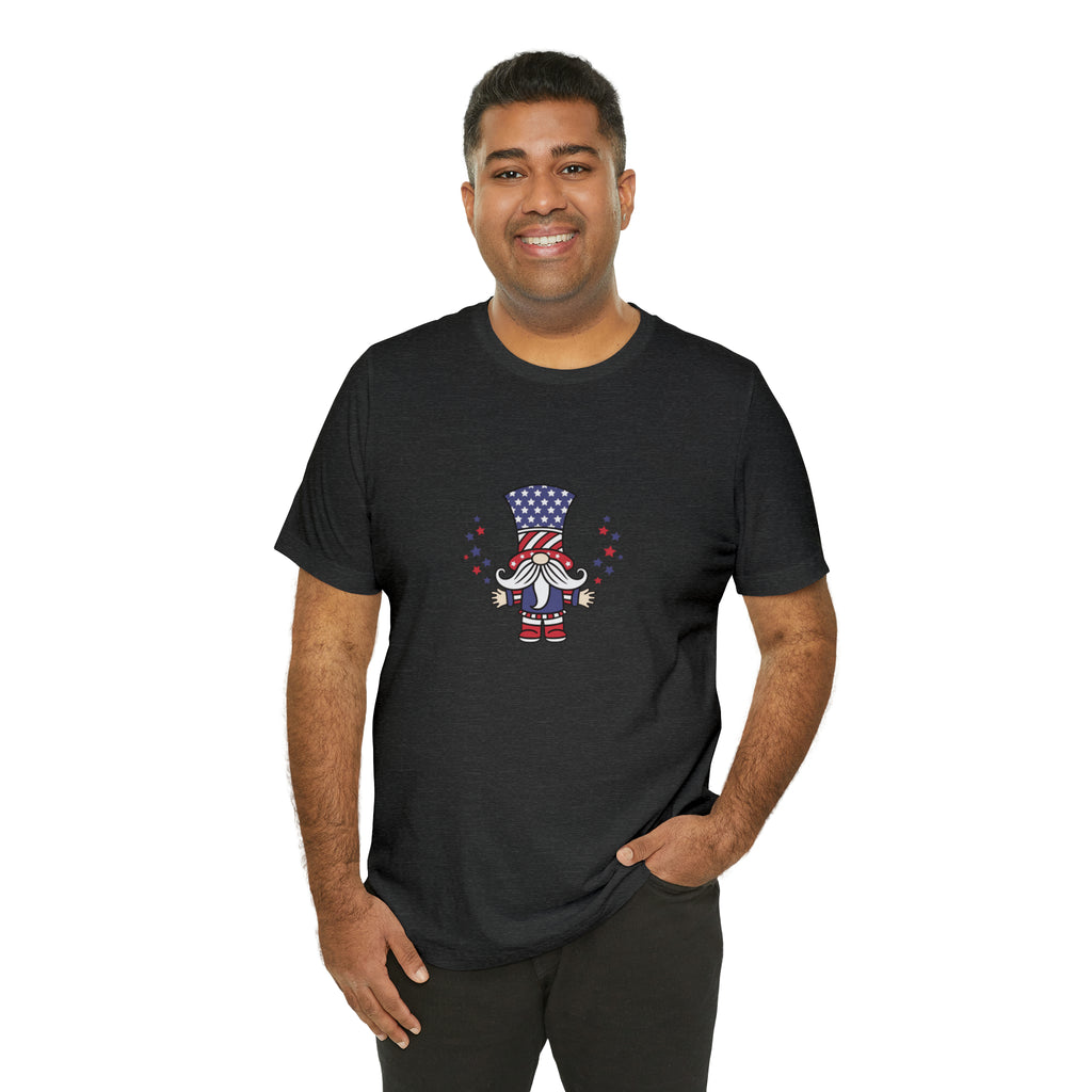 4th of July Patriotic Gnome Jersey Short Sleeve Tee - Soft & Comfortable - Made in the USA