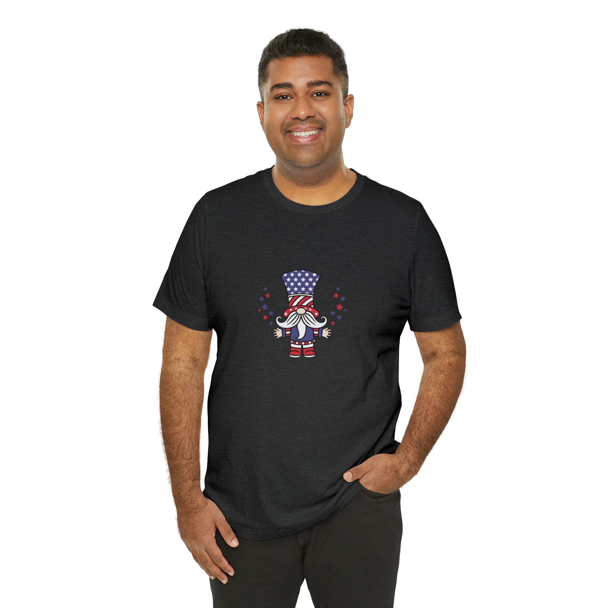 4th of July Patriotic Gnome Jersey Short Sleeve Tee - Soft & Comfortable - Made in the USA