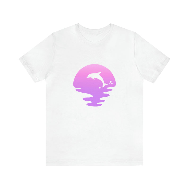 Dolphin Sunset Jersey Short-Sleeve Tee - Ocean Inspired T-Shirt for Women & Men - Soft & Comfortable - Made in the USA