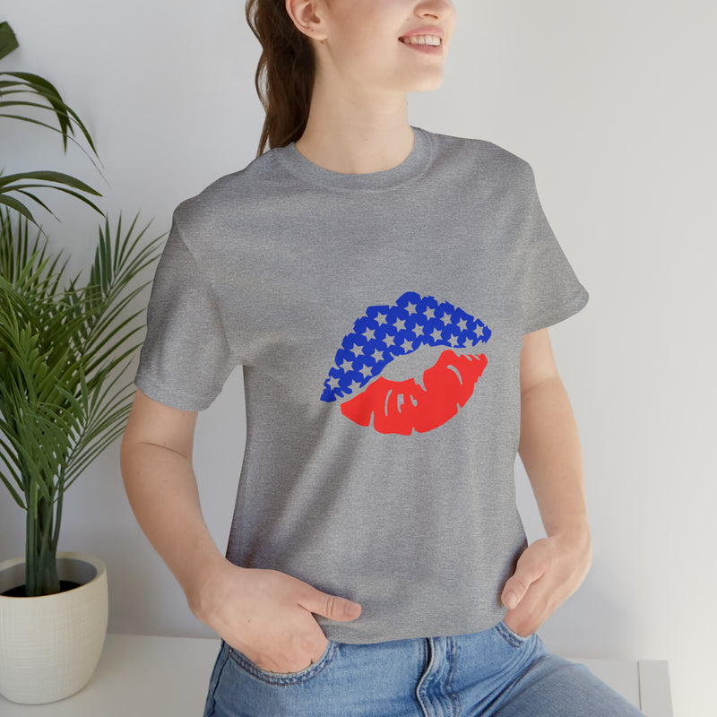 American Lips Short Sleeve Tee - Soft & Comfortable - Patriotic Clothing - Made in the USA