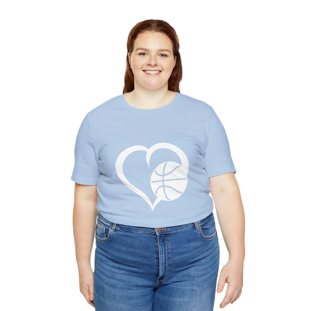 Basketball Heart Short-Sleeve Tee - Cute & Stylish T-Shirt for Basketball Lovers - Soft & Comfortable
