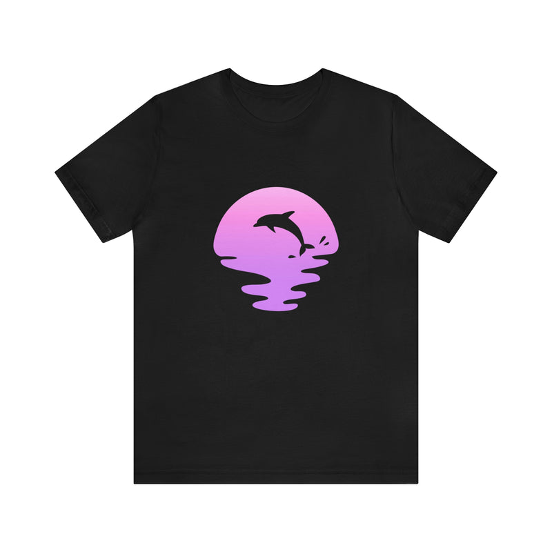 Dolphin Sunset Jersey Short-Sleeve Tee - Ocean Inspired T-Shirt for Women & Men - Soft & Comfortable - Made in the USA