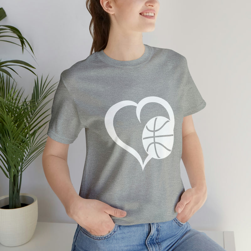 Basketball Heart Short-Sleeve Tee - Cute & Stylish T-Shirt for Basketball Lovers - Soft & Comfortable - Made in the USA