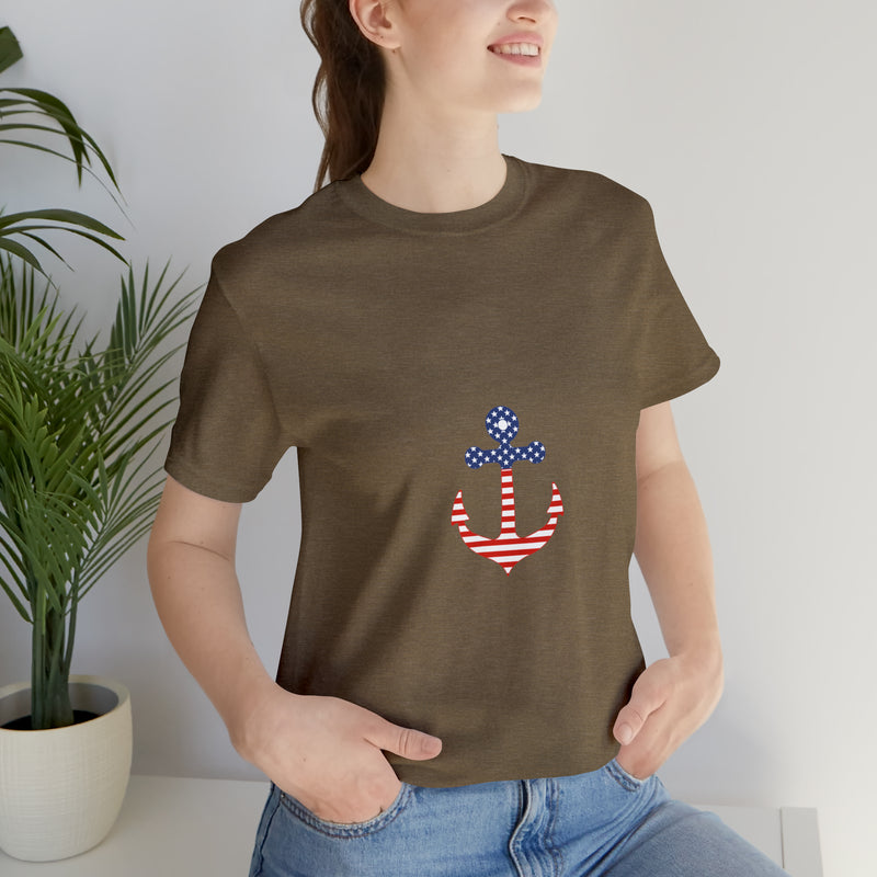 American Flag Anchor Short Sleeve Tee - Patriotic Clothing - Made in the USA