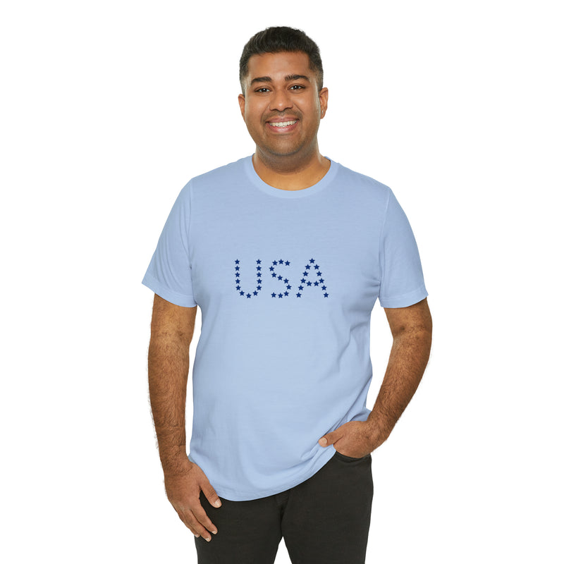 Blue USA Stars Short Sleeve Tee - Patriotic Clothing - Made in the USA