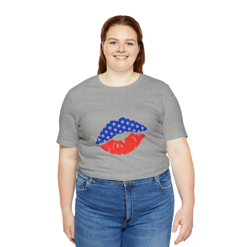 American Lips Short Sleeve Tee - Soft & Comfortable - Patriotic Clothing - Made in the USA