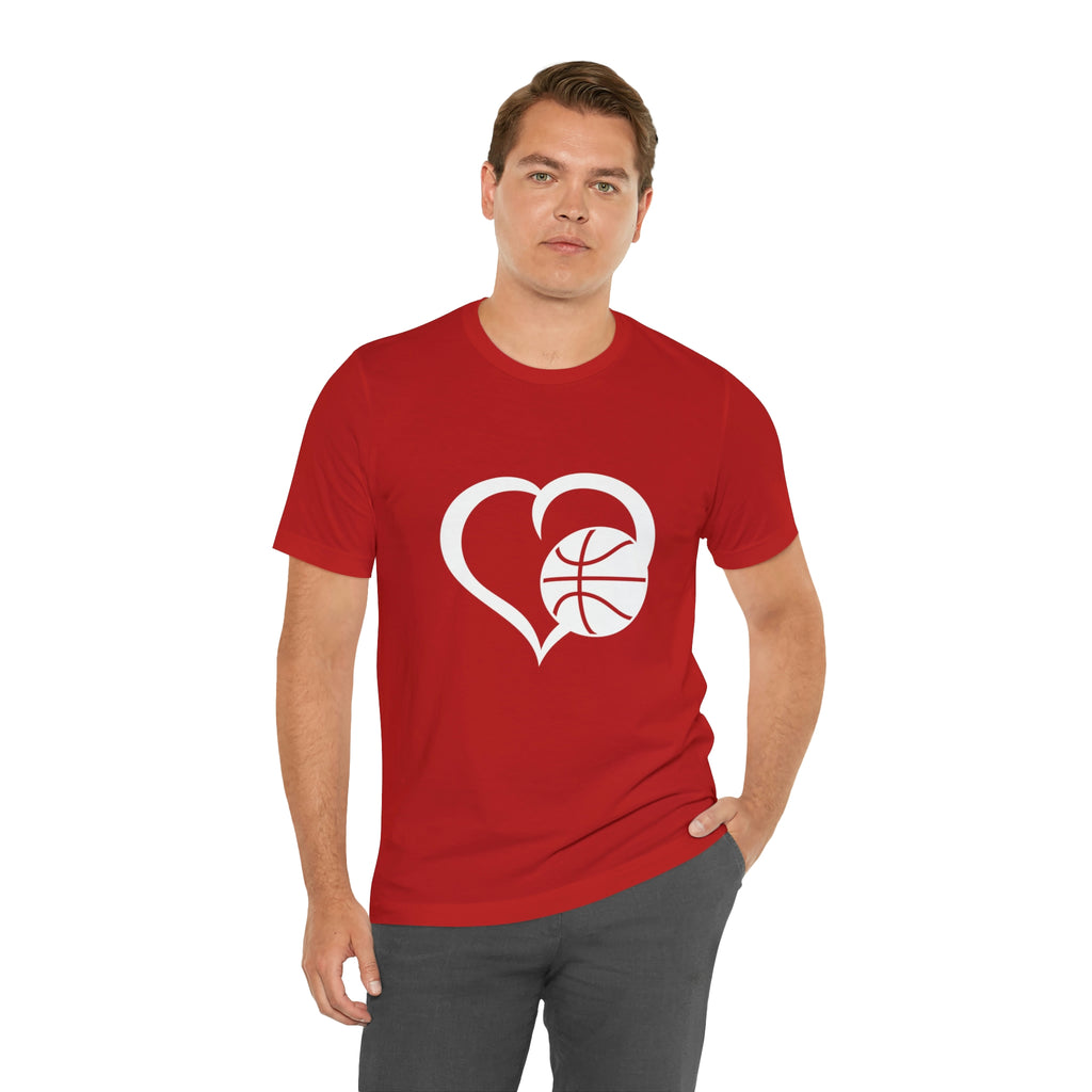 Basketball Heart Short-Sleeve Tee - Cute & Stylish T-Shirt for Basketball Lovers - Soft & Comfortable