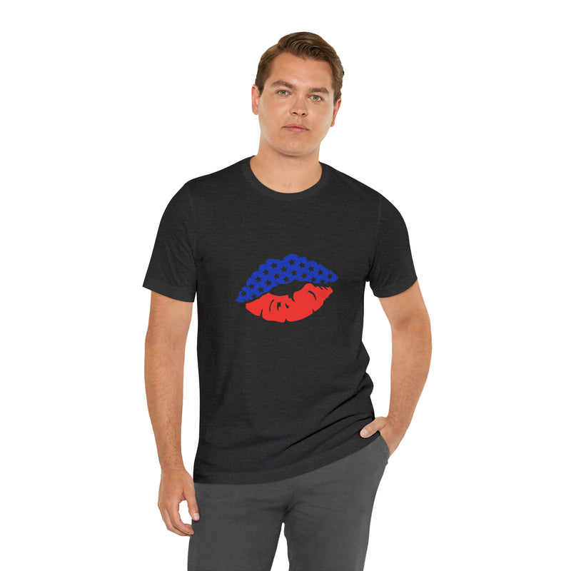 American Lips Short Sleeve Tee - Soft & Comfortable - Patriotic Clothing - Made in the USA