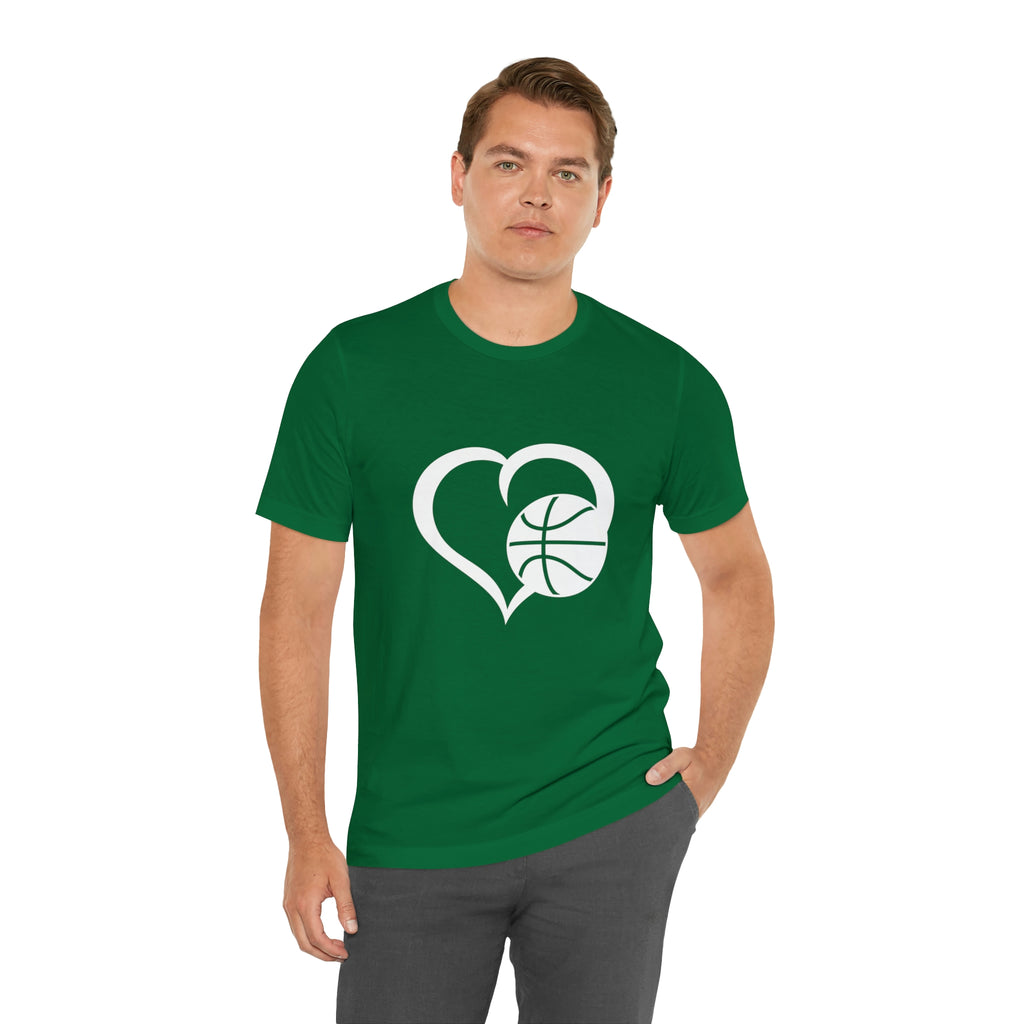 Basketball Heart Short-Sleeve Tee - Cute & Stylish T-Shirt for Basketball Lovers - Soft & Comfortable
